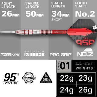 Target Darts Nathan Aspinall Gen 2 22G 95% Wolfram Swiss Point Stahlspitze