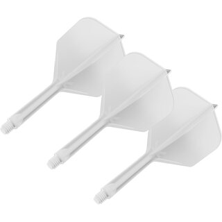Target K-Flex integrierte Flights und Shafts, Weiß, intermediate Stiel (26mm), No.6 Flight, 3er Satz