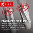 Target K-Flex integrierte Flights und Shafts, Weiß, intermediate Stiel (26mm), No.6 Flight, 3er Satz
