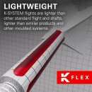 Target K-Flex integrierte Flights und Shafts, Weiß, intermediate Stiel (26mm), No.6 Flight, 3er Satz