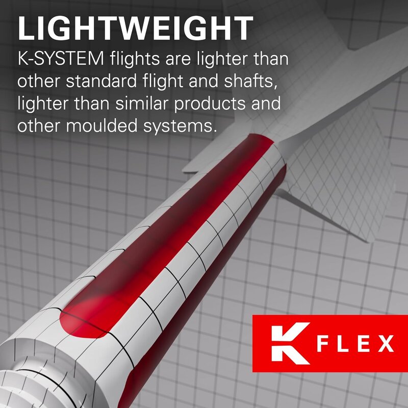 Target K-Flex integrierte Flights und Shafts, Schwarz, kurz (19mm), No.6 Flight, 3er Satz