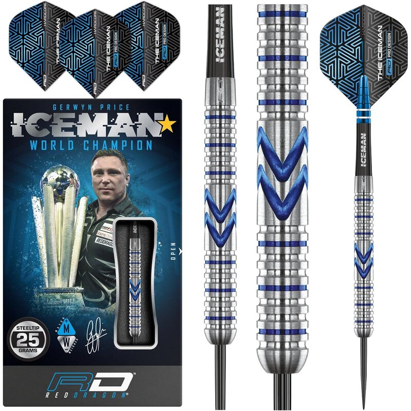 RED DRAGON Gerwyn Price Iceman Midnight Edition 23 Gramm Premium Wolfram Steeltip Dart Set