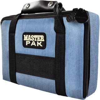 Karella Darttasche Master PAK, Jeans, perfekte Aufbewahrung für bis 3 Set Darts und viel Zubehör, Dartcase, Tasche für Darts