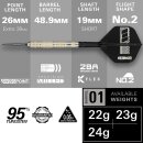 Dimitri Van den Bergh Steeldarts 95K-Dartpfeil-Set, 24 g 95-%-Tungsten, SP-Tool inkludiert