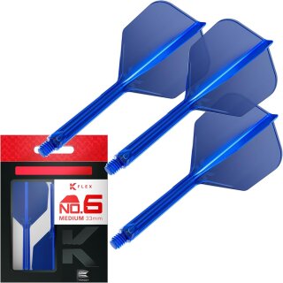 K Flex Integrated Dart Flights and Shafts, Nr.6 Blau (Medium)