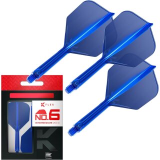 K Flex Integrated Dart Flights and Shafts, Nr.6 Blau (Intermediate)