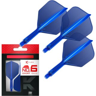 K Flex Integrated Dart Flights and Shafts, Nr.6 Blau (Short)