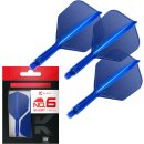 K Flex Integrated Dart Flights and Shafts, Nr.6 Blau (Short)