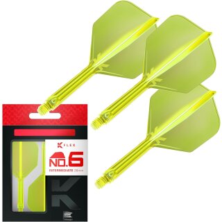 K Flex Integrated Dart Flights and Shafts, Nr. 6 Gelb (Intermediate)