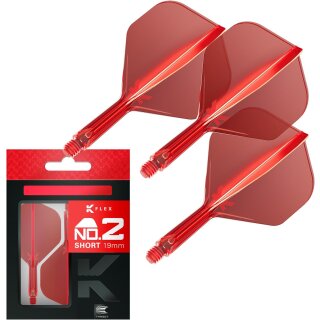 K Flex Integrierter Dart-Flug und -Schaft, Nr. 2 Rot (Kurz)