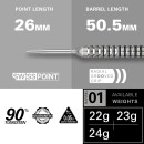 EXO Edition 90% Tungsten Steeldart - 22g Barrel SP01, Swiss Point